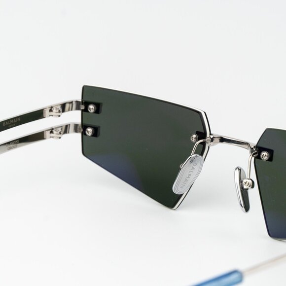Balmain Men Sunglasses Titanium Silver Blue Mirror Geometric FIXE BPS-123E-54 - Picture 10 of 13